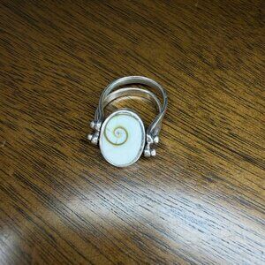 925 Sterling Silver Reversible Ring | Abalone & Shell |